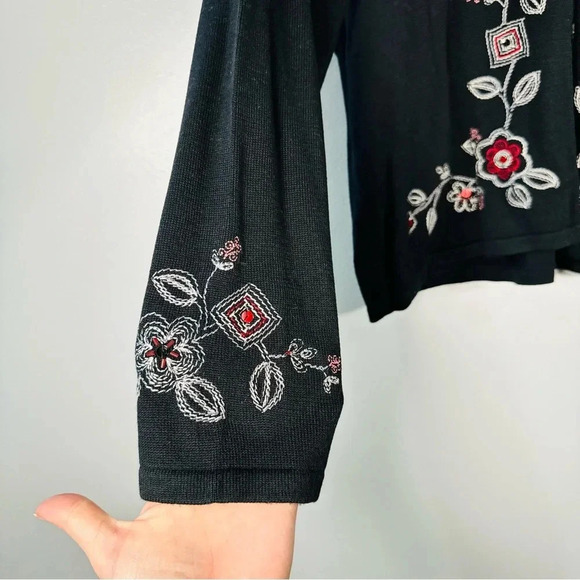 Vintage Retro Y2K Napa Valley Floral Embroidered Button Down Cardigan Sweater - Picture 6 of 6